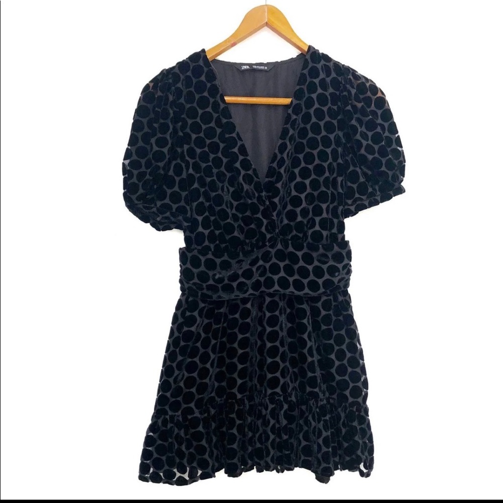 Zara Velvet Polka Dot Dress